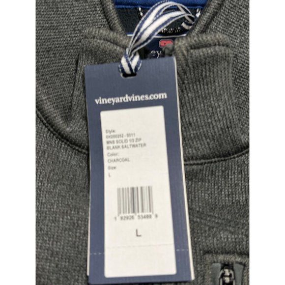 Vineyard Vines Sweater Fleece 1/4 zip Charcoal gray sweatshirt NWT Men's L Large - Picture 7 of 8
